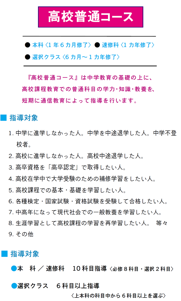 画像：通信教育高校普通コース